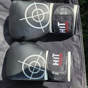 HIT Boxing Gloves 12 oz Black and Gray